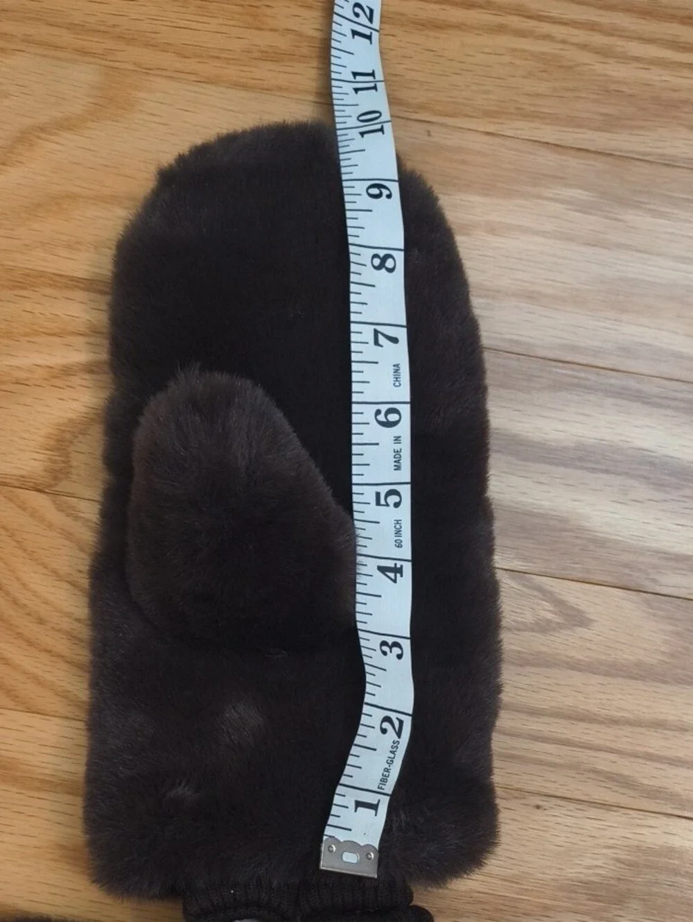 Faux Fur Mittens Dark Brown Adult Size